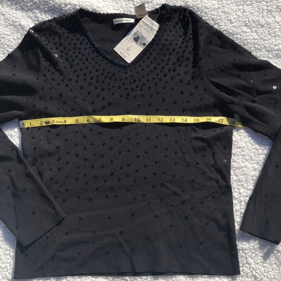Laura Ashley Vintage Top Size S Sparkle Black Sequins Holiday Pullover NWT - Picture 4 of 8